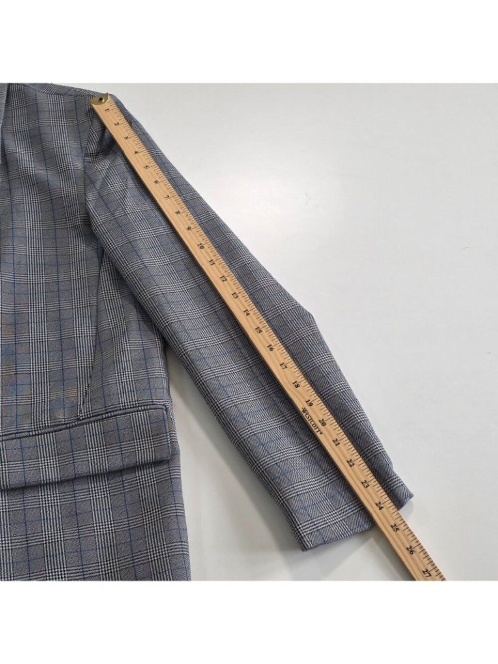 Steve Madden Blazer L Gray Plaid 1B Lined Academia Office Siren Corporate Girlie - Picture 7 of 16